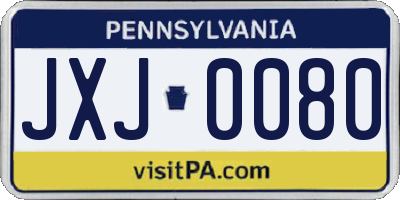 PA license plate JXJ0080