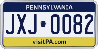 PA license plate JXJ0082