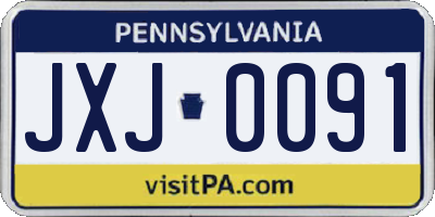 PA license plate JXJ0091