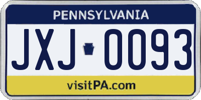 PA license plate JXJ0093