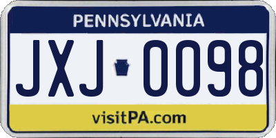 PA license plate JXJ0098