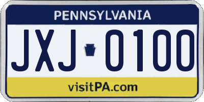 PA license plate JXJ0100