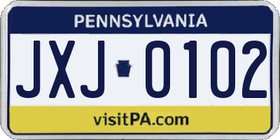 PA license plate JXJ0102