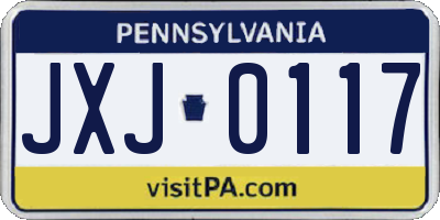 PA license plate JXJ0117