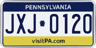PA license plate JXJ0120