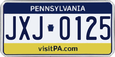 PA license plate JXJ0125