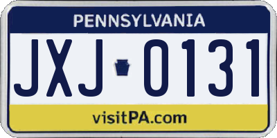 PA license plate JXJ0131