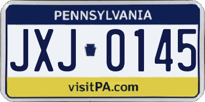 PA license plate JXJ0145