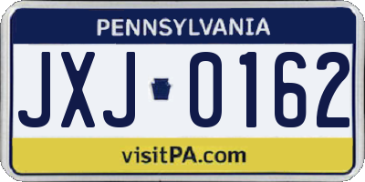 PA license plate JXJ0162