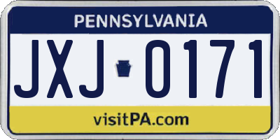PA license plate JXJ0171