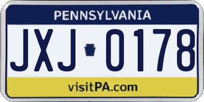 PA license plate JXJ0178
