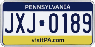 PA license plate JXJ0189