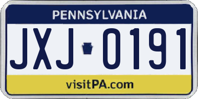 PA license plate JXJ0191