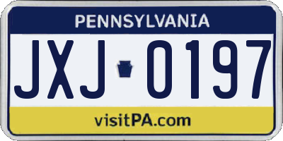 PA license plate JXJ0197