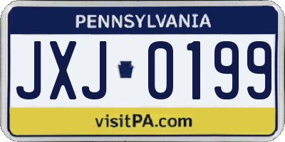 PA license plate JXJ0199