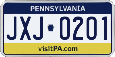 PA license plate JXJ0201