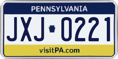 PA license plate JXJ0221