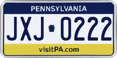 PA license plate JXJ0222