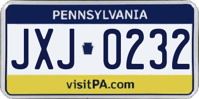 PA license plate JXJ0232