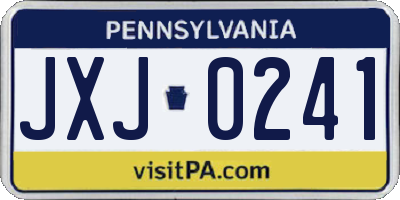 PA license plate JXJ0241