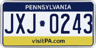 PA license plate JXJ0243