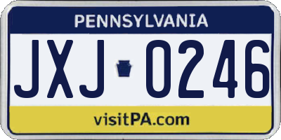 PA license plate JXJ0246