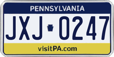 PA license plate JXJ0247