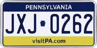 PA license plate JXJ0262