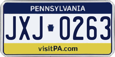 PA license plate JXJ0263