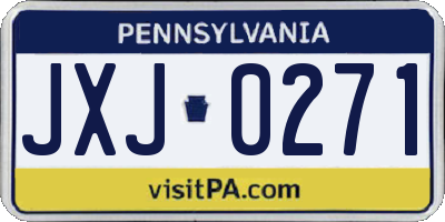 PA license plate JXJ0271