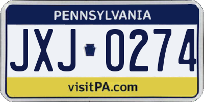 PA license plate JXJ0274