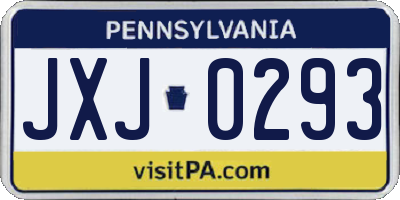 PA license plate JXJ0293