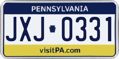PA license plate JXJ0331