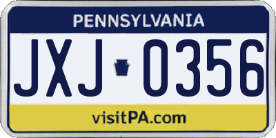 PA license plate JXJ0356