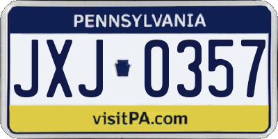 PA license plate JXJ0357