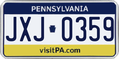 PA license plate JXJ0359
