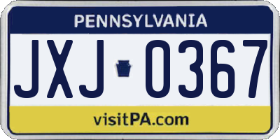 PA license plate JXJ0367