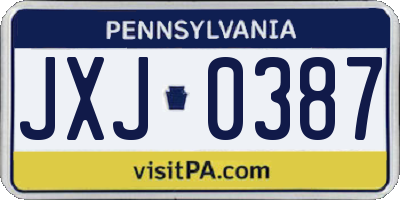 PA license plate JXJ0387