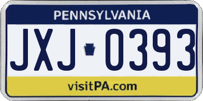 PA license plate JXJ0393