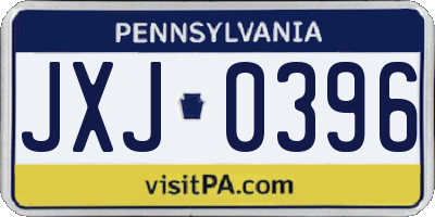 PA license plate JXJ0396