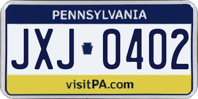 PA license plate JXJ0402