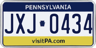 PA license plate JXJ0434