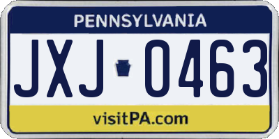 PA license plate JXJ0463