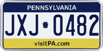 PA license plate JXJ0482