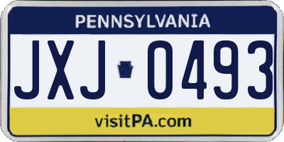 PA license plate JXJ0493