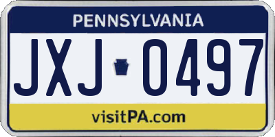 PA license plate JXJ0497