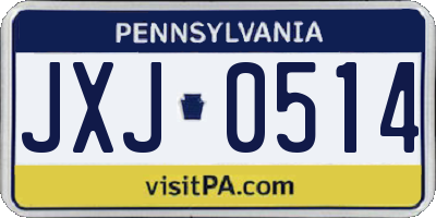 PA license plate JXJ0514