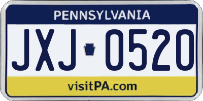 PA license plate JXJ0520