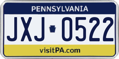 PA license plate JXJ0522