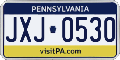 PA license plate JXJ0530
